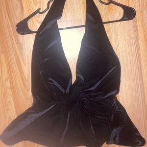 Black velvet halter top